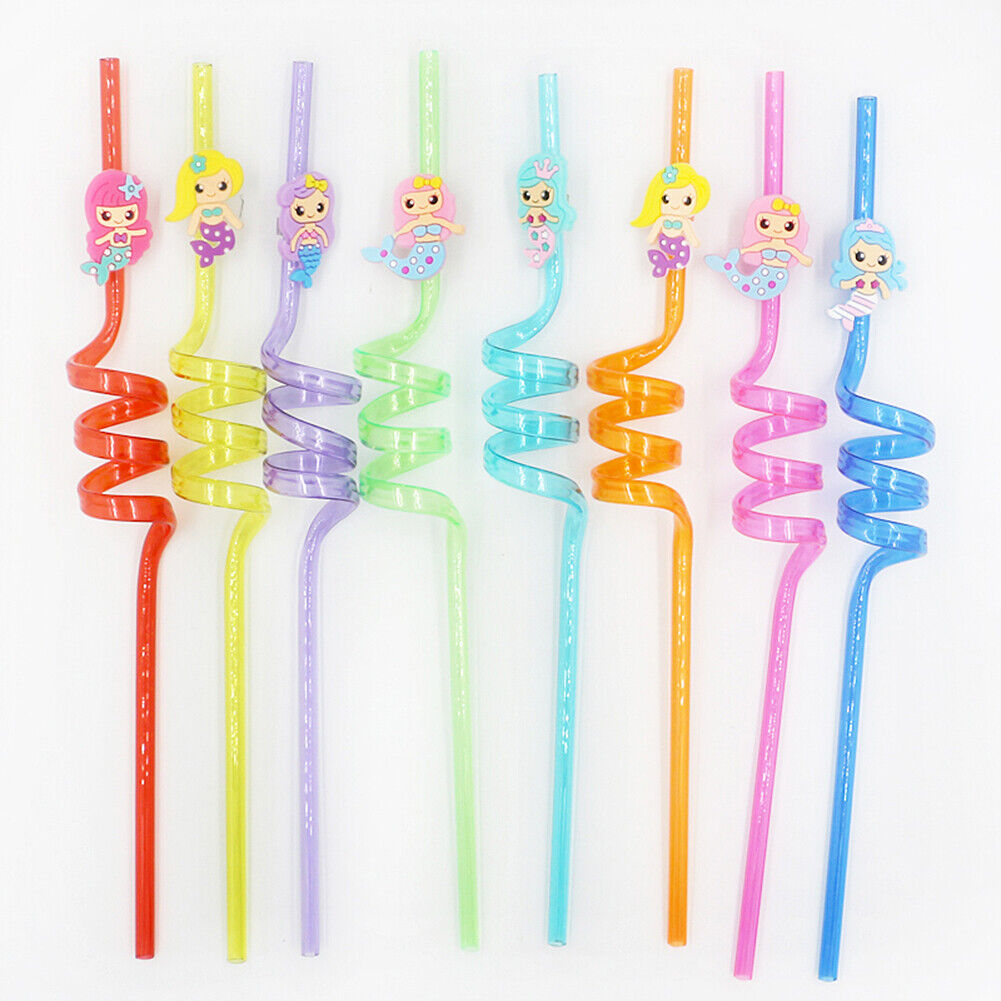 US 24Pcs Reusable Unicorn Alpaca Mermaid Straws Daughters Girls Party Favor Kids