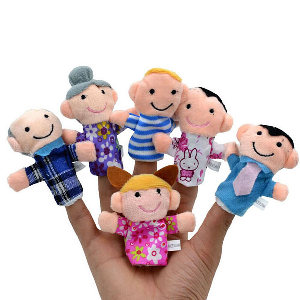 US 6~10 Pack Family Finger Puppets Cotton Doll Animal Baby Educational Hand Toy