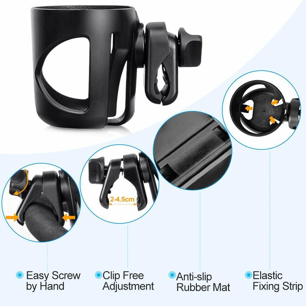 US Universal Stroller Cup Holder Bike Wheelchair 360 Degrees Rotation Clamp-on