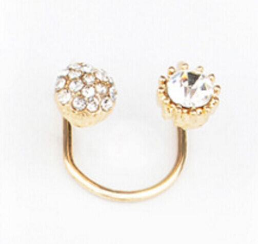 2X Magik Rhinestone EarStud Crystal Ear Cuff Wrap Clip On Non-piercing Earrings