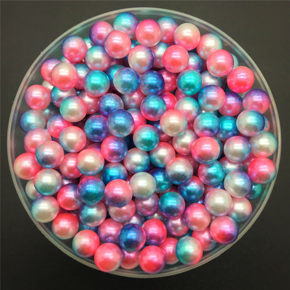 3-6mm Mix Size Acrylic Transition Color Round Pearl Loose Mermaid Beads Jewelry