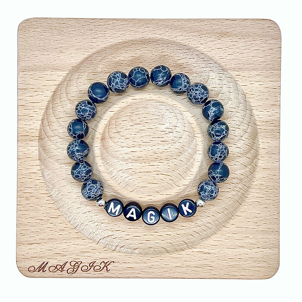 Magik Personalized Name Mama Bracelet Energy Stone Yoga Agage Howlite Crystal