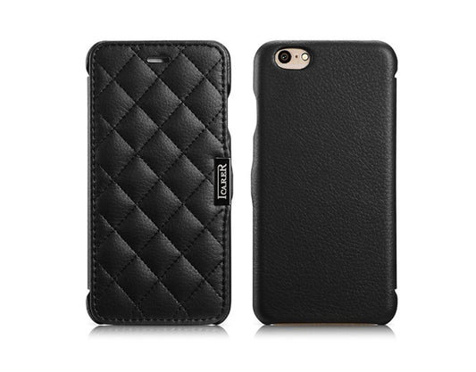 iPhone 6/6S 4.7inch Case Check Pattern Genuine Leather Microfiber Flip Case