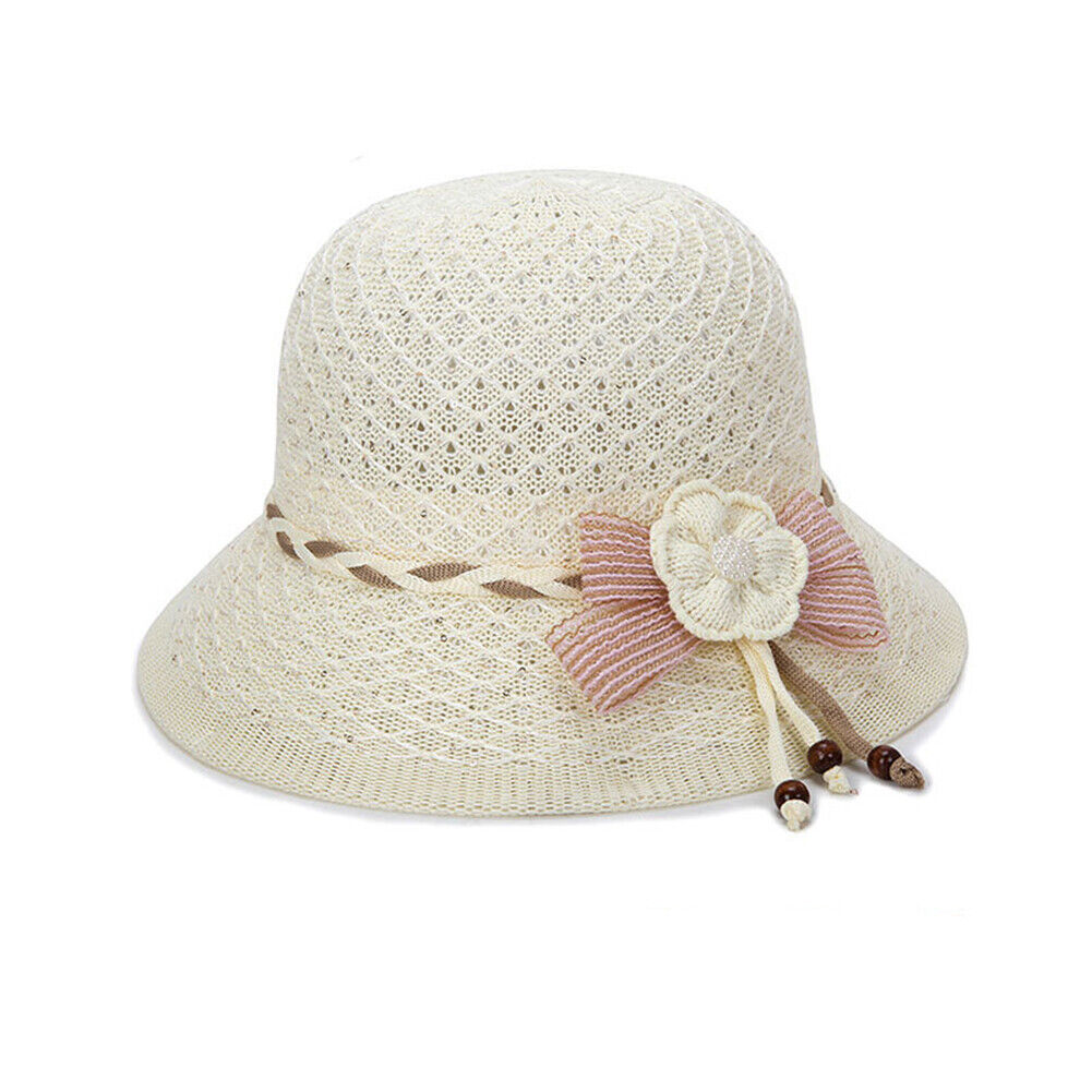 Magik Women Lady Summer Breathable Sun Braided Trim Straw Bowler Cap Cloche Hat