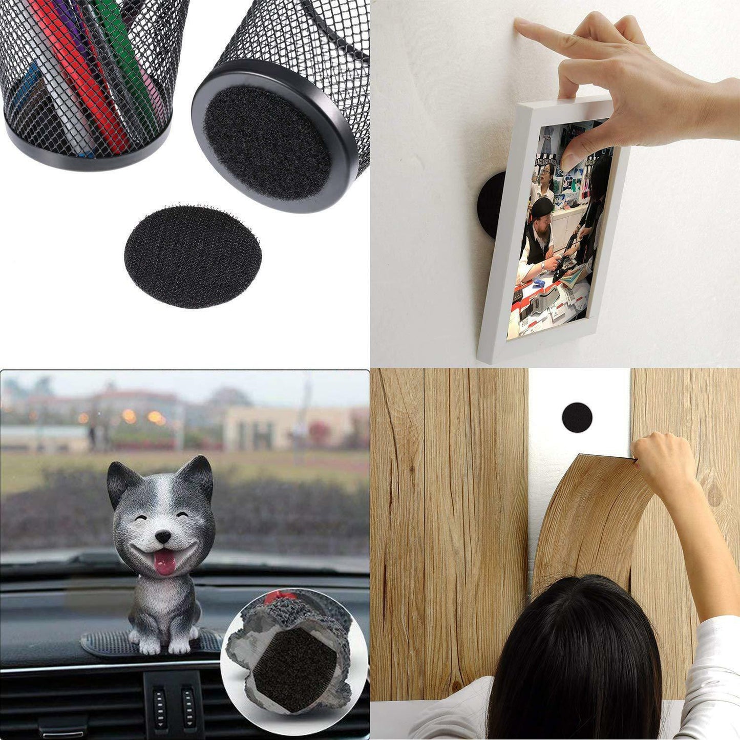 US 20-40 Pack Black Round Self Adhesive Tape Double Sided Sticky Carpet Gripper