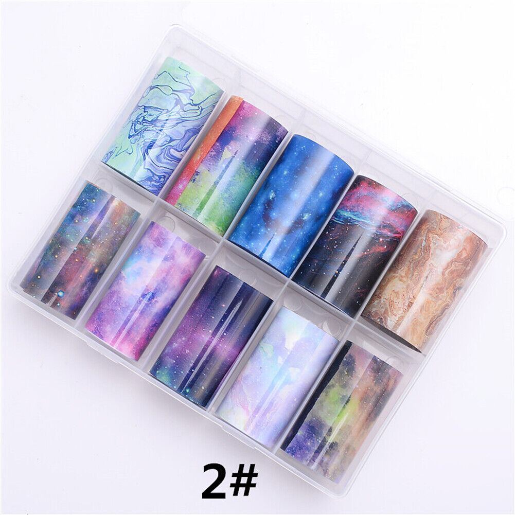 US 10 Sheets Galaxy/Marble/Flower Nail Decal Nail Art Transfer Sticker Decor