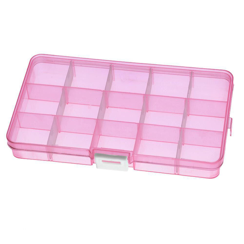 2 Pack Plastic Storage Box Jewelry Earring Tool Containers w/Divider, 10-15 Grid