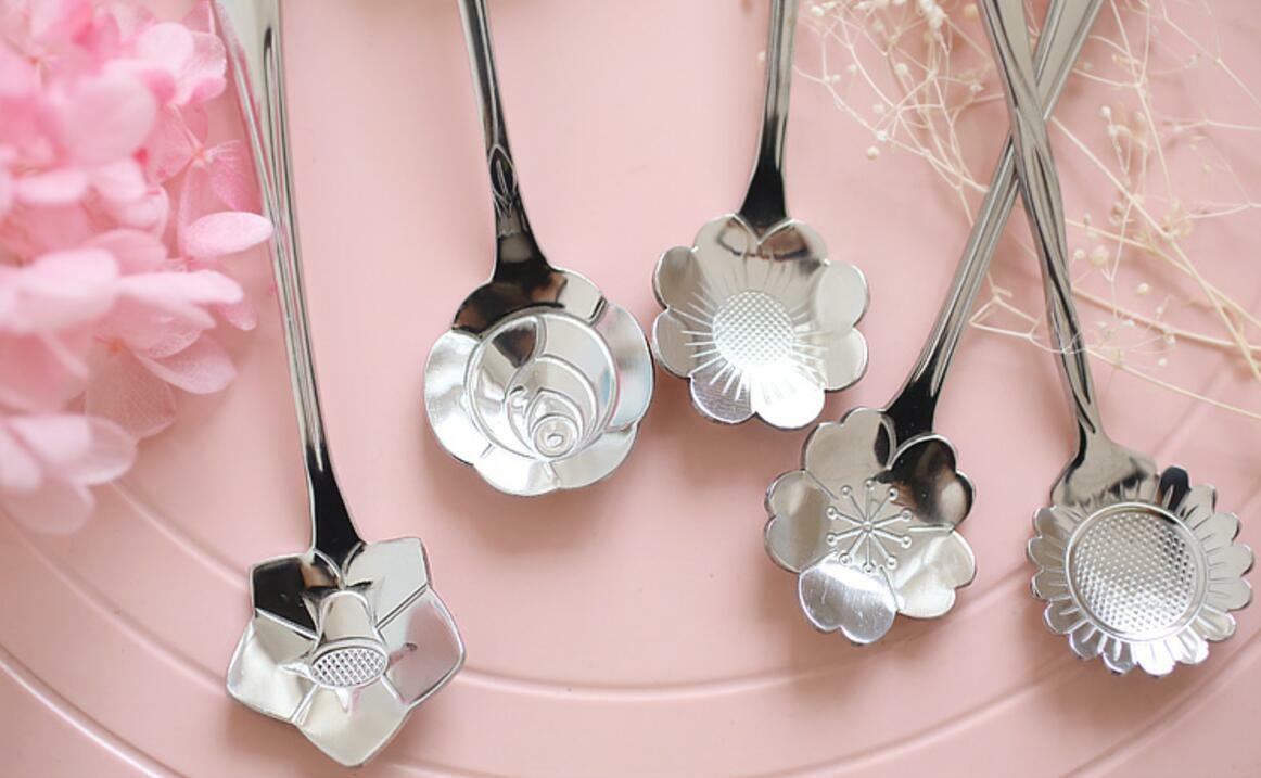 8 Pack Magik Floral Stainless Steel Tableware Creative Flower Coffee Spoon Set