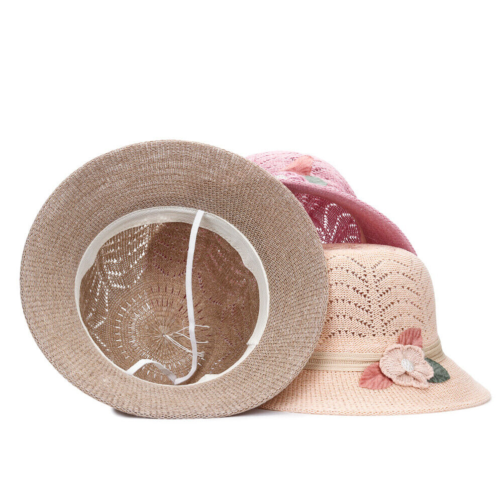 Magik Women Lady Summer Breathable Sun Braided Trim Straw Bowler Cap Cloche Hat