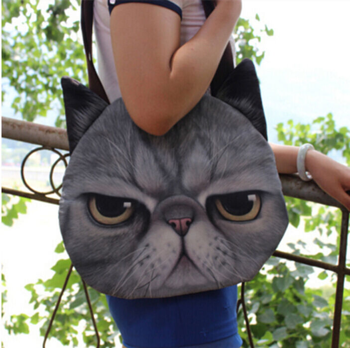 Magik Women Animal Muzzy 3D Cat Dog Tiger Face Zipper Shoulder Bag Tote Handbag