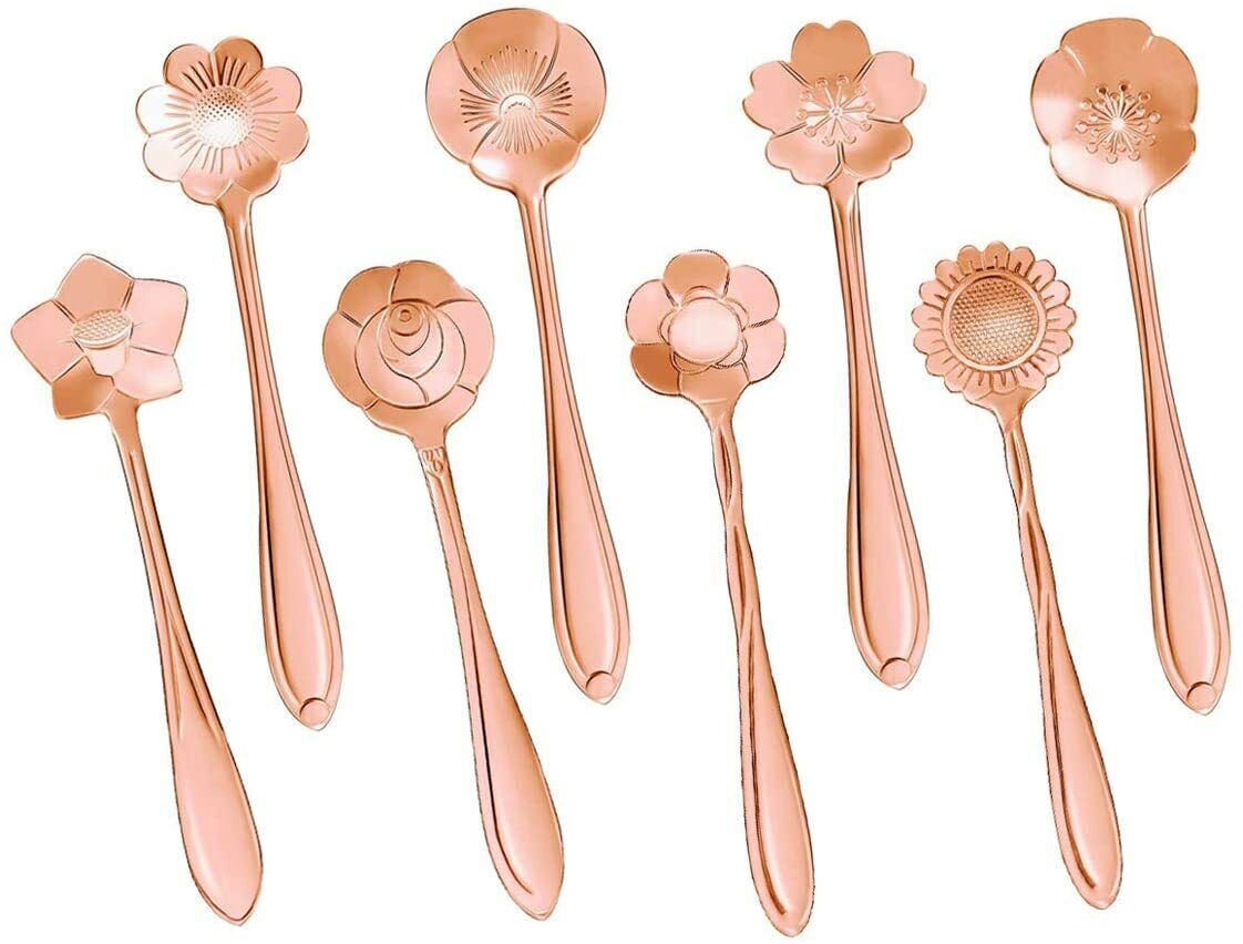 8 Pack Magik Floral Stainless Steel Tableware Creative Flower Coffee Spoon Set