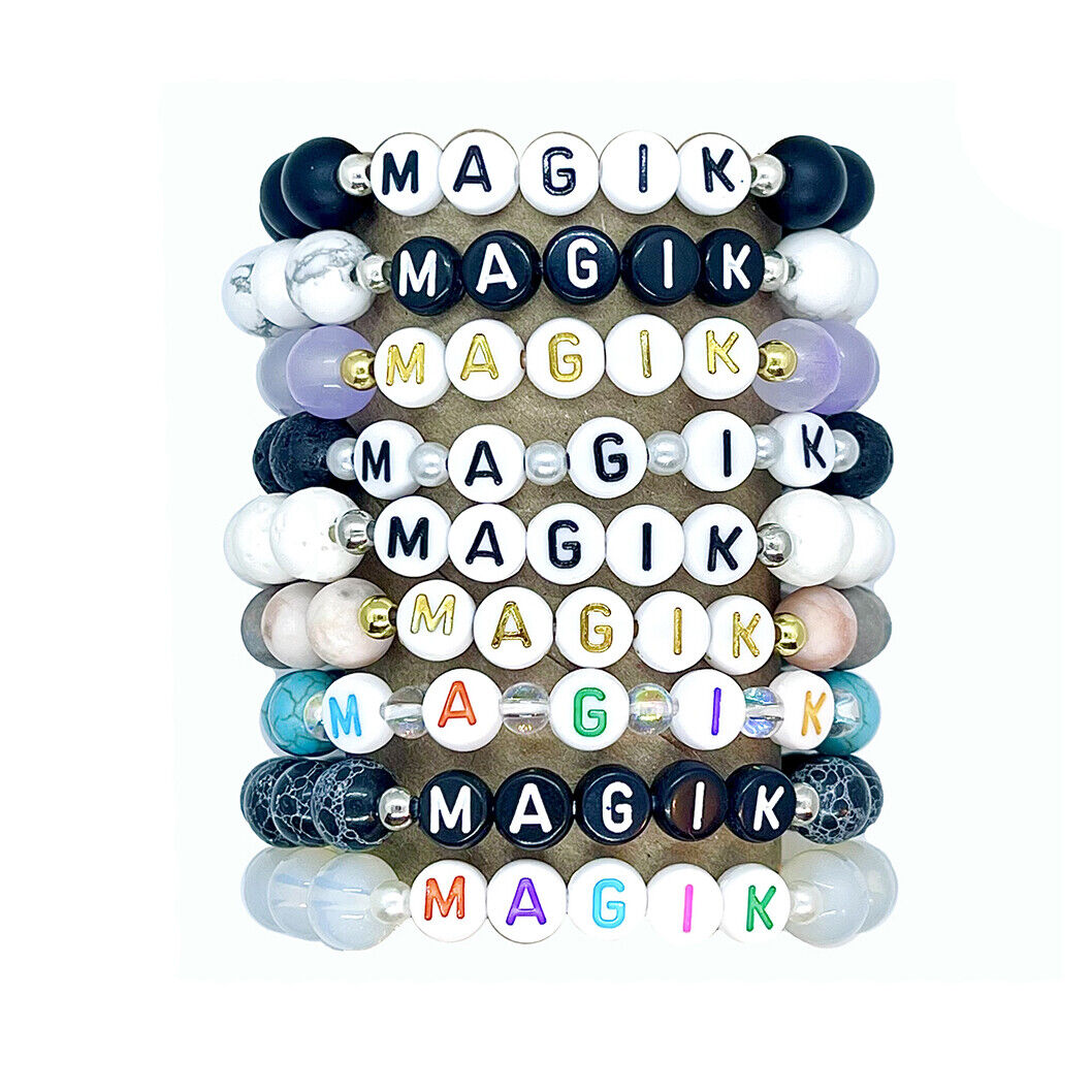 Magik Personalized Name Mama Bracelet Energy Stone Yoga Agage Howlite Crystal