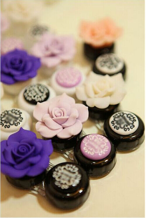 【US Stock】3D Fineest Rose Flower Travel Case Eye Care Kit Contact Lens HolderBox