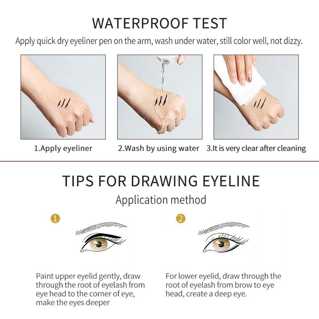 US 1-2 Pack Colorful Eyeliner Waterproof Long Lasting Liquid Eye Liner Pen Tool
