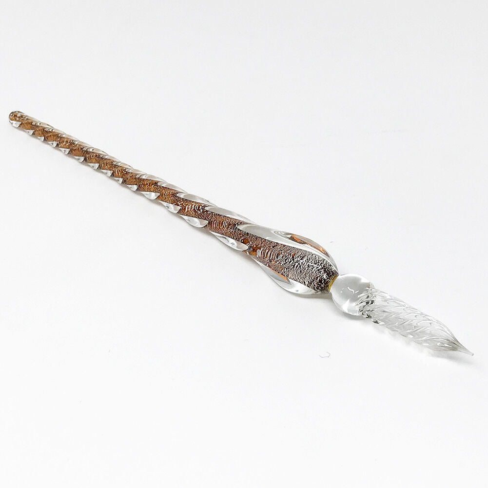 US 3D Glass Signature Pen Nib Elegant Crystal Dip Sign Pen w/ Box Gift Holiday
