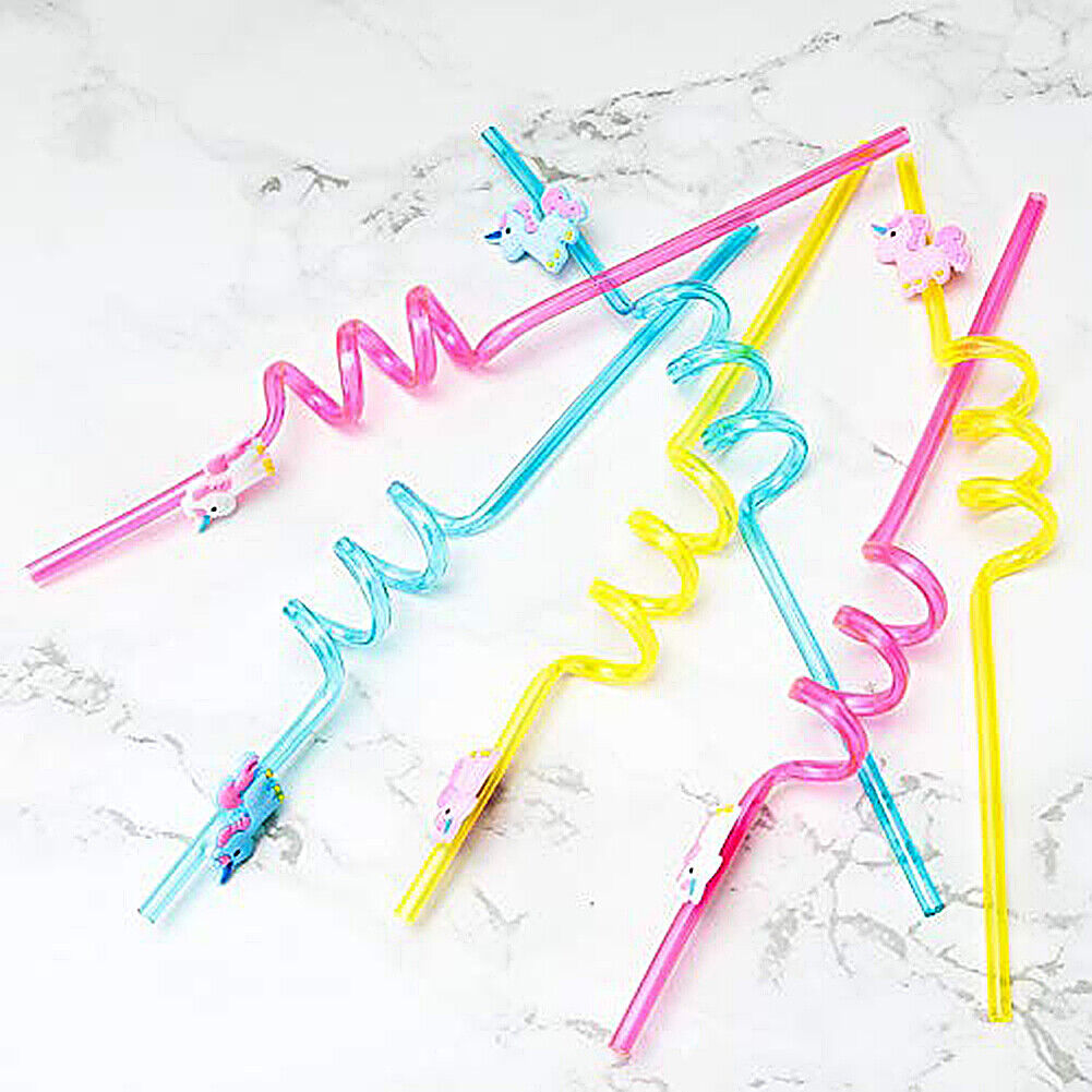 US 24Pcs Reusable Unicorn Alpaca Mermaid Straws Daughters Girls Party Favor Kids