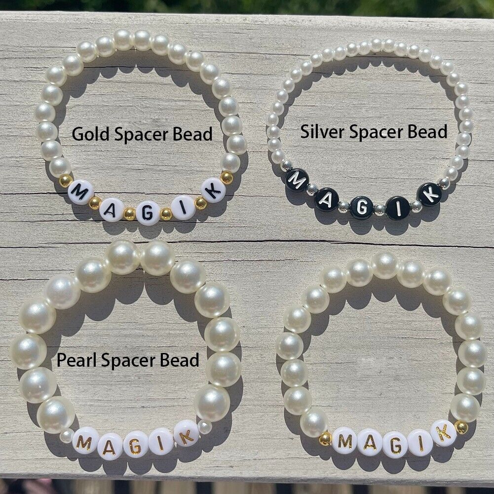 Magik Custom Name Bracelet High Luster Imitation Pearl Stackable Mama Bracelet