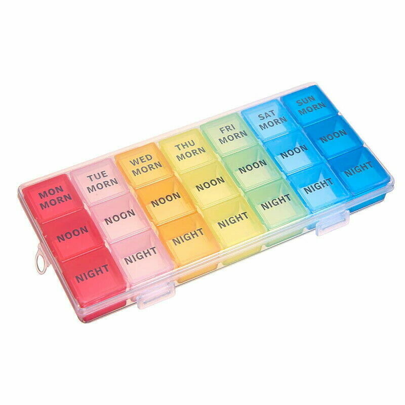 US 7 Day 28 Hole Medicine Pill Week Tablet Sort Organizer Storage Container Case