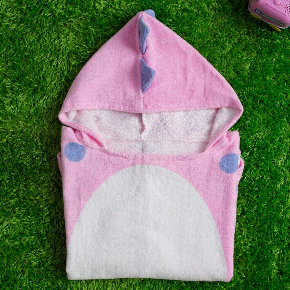 US Capped Hooded Baby Kids Dinosaur Bath Towel Wrap Toddler Bathrobe Cloak Cape
