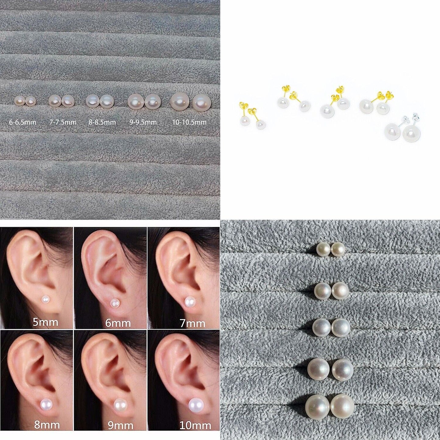 US Real Freshwater Cultured Button AA Pearl Earring Studs High Luster Gift Women