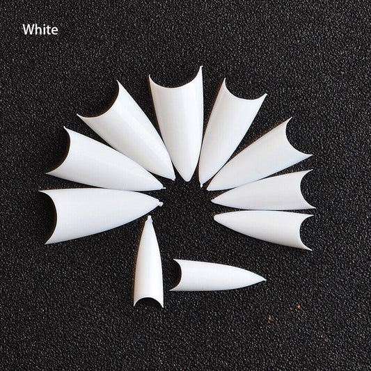 US 500-1000Pcs Stiletto French False Fake Acrylic Nail Tips Coffin Nails Long