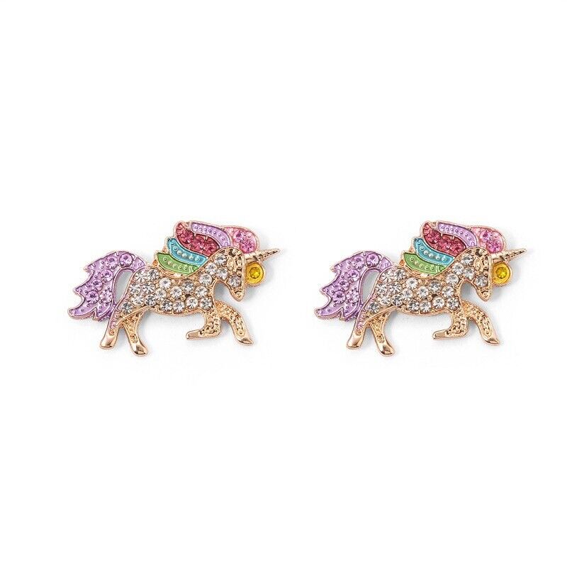 US Unicorn Jewelry Rainbow Rhinestone Crystal Necklace/ Bracelet/ Earring/ Ring