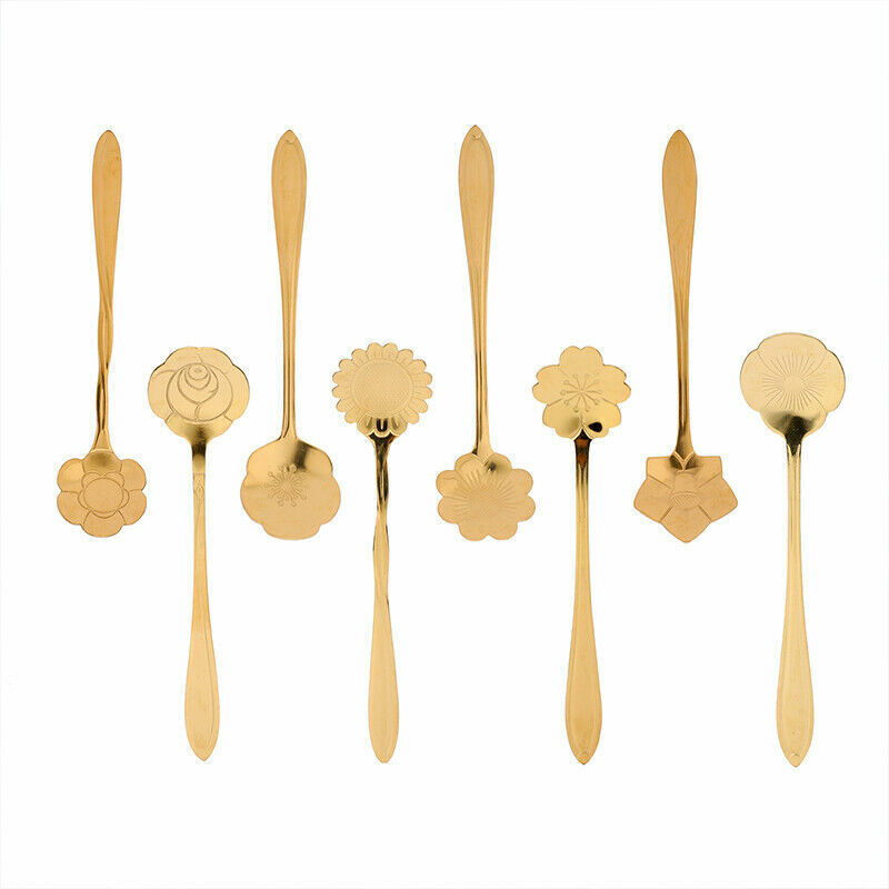 8 Pack Magik Floral Stainless Steel Tableware Creative Flower Coffee Spoon Set