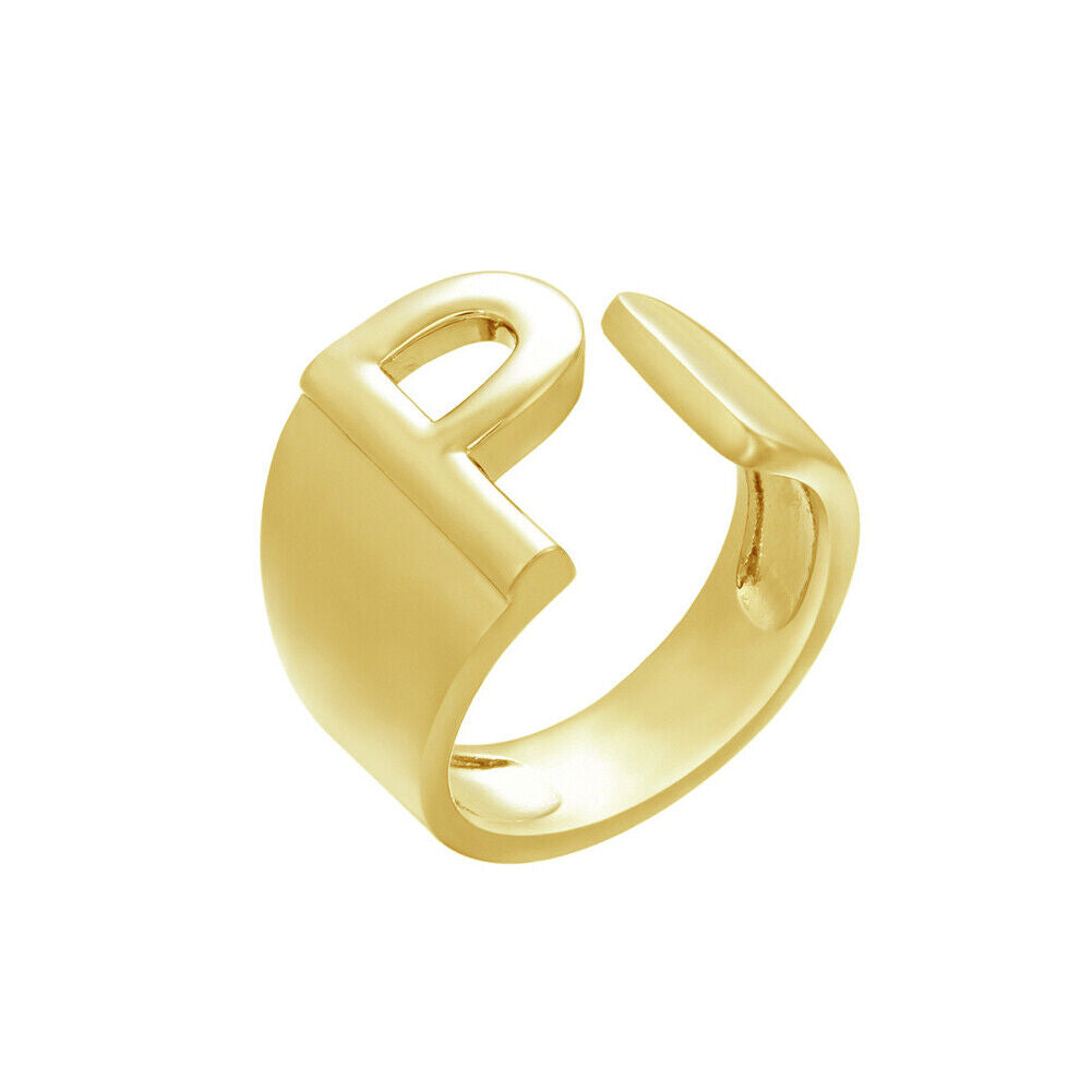 US Alphabet Letter A to Z Resizable Knuckle Ring Initial Gold Silver Letter Ring