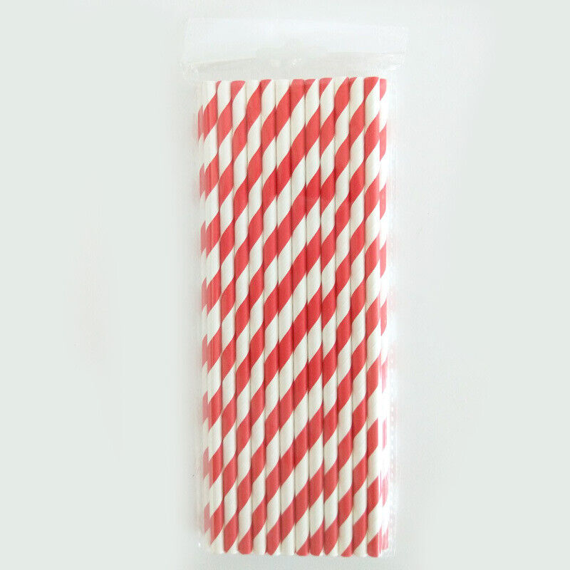 US 100~200 Bulk Packed Paper Straws Pattern Color -Biodegradable FDA Approved