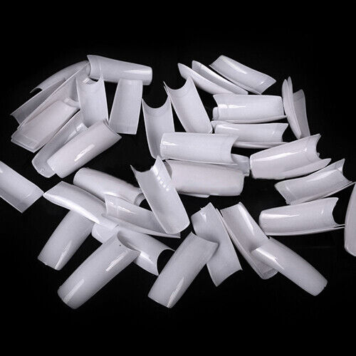 500-1000 Pcs Coffin Nail Tips Long Square French Fake False Nails Transparent US