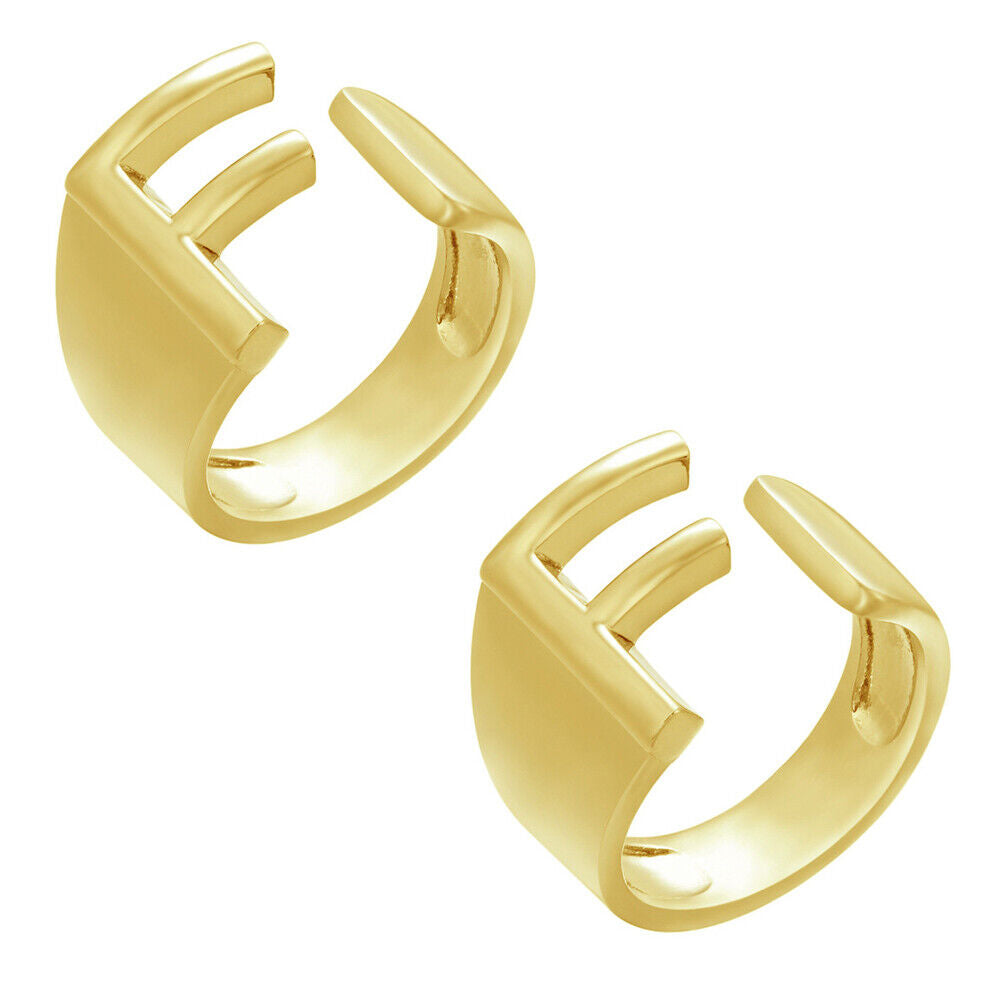 US Alphabet Letter A to Z Resizable Knuckle Ring Initial Gold Silver Letter Ring