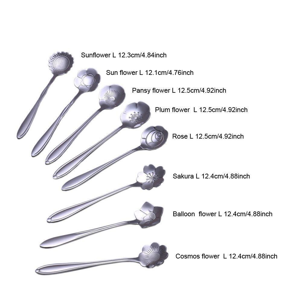 8 Pack Magik Floral Stainless Steel Tableware Creative Flower Coffee Spoon Set