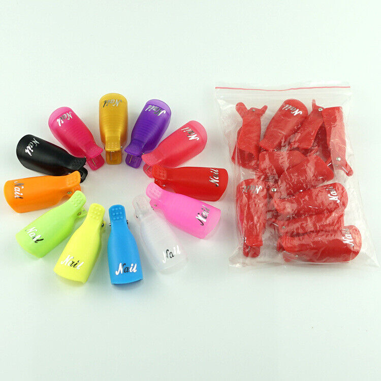 10-20Pcs Silicone UV Gel Polish Remover Wraps Soak Off Cap Clip Nail Art Tool US