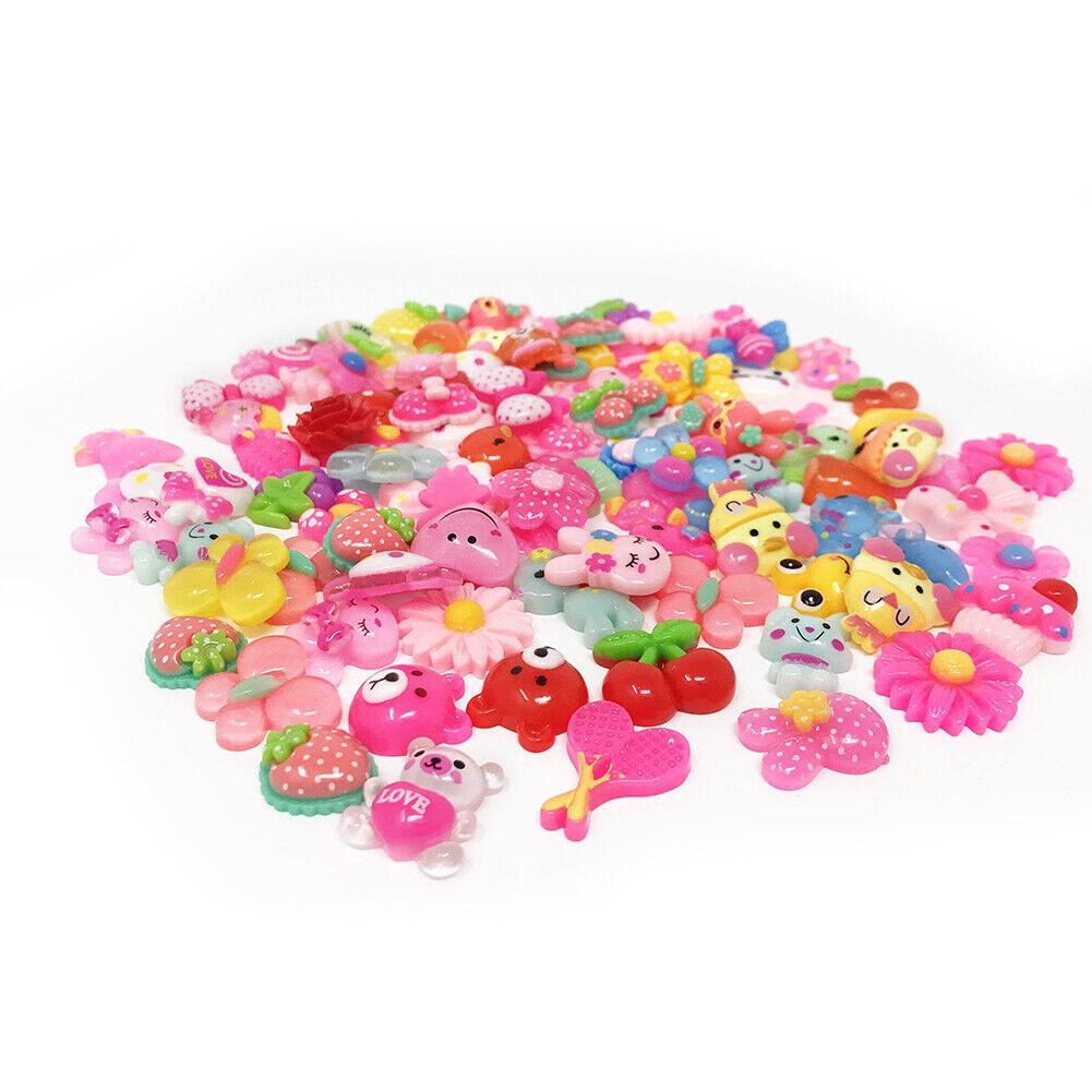 US 15~100 Pc Slime Bread Candy Unicorn Resin Flat Back Scrapbooking Charms DIY
