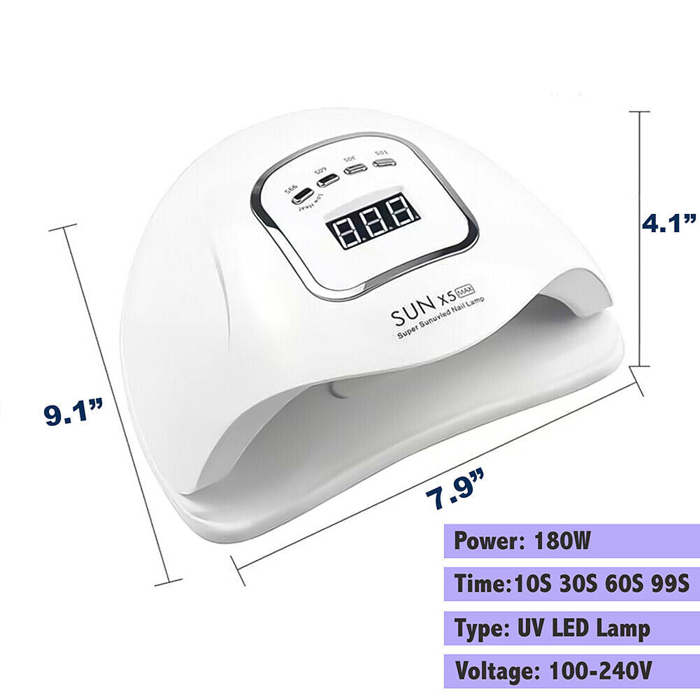 US 1-2Pc 120-180W Nail Dryer UV Light LED Lamp Polish Gel Curing Saloon Manicure