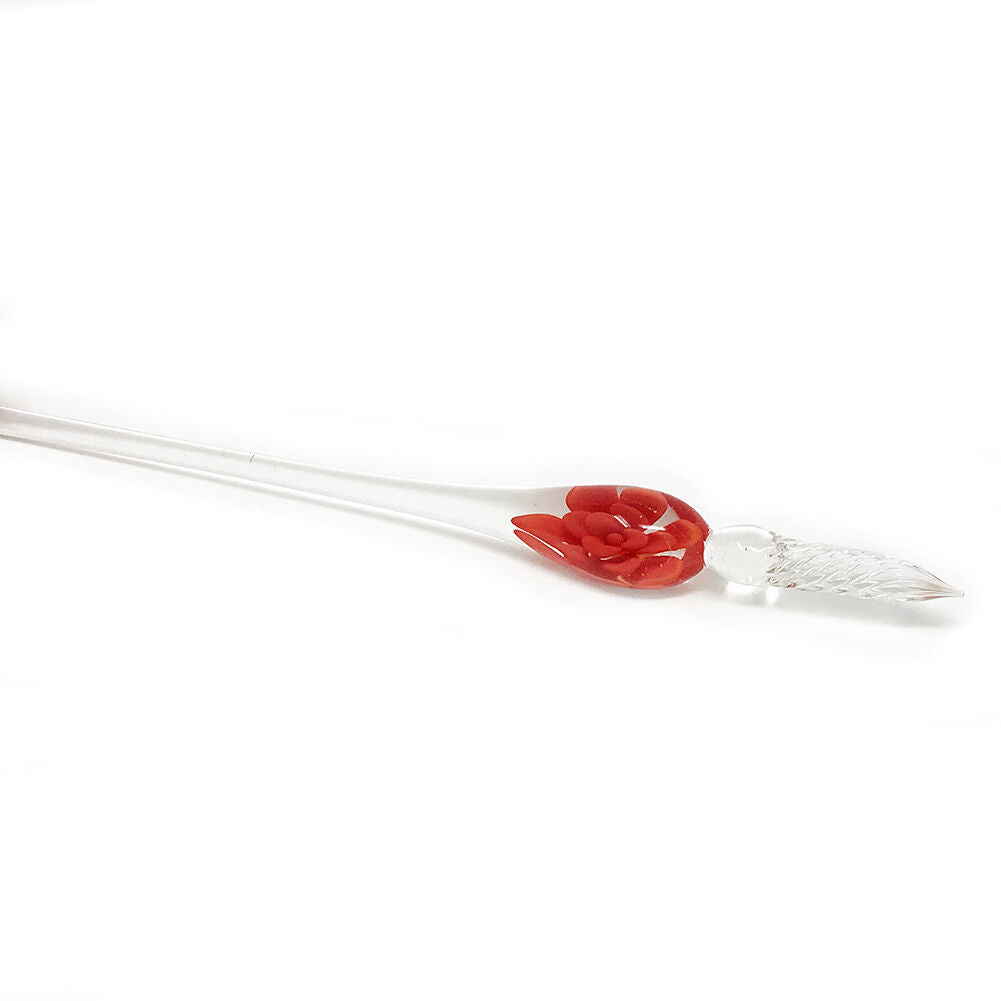 US 3D Glass Signature Pen Nib Elegant Crystal Dip Sign Pen w/ Box Gift Holiday