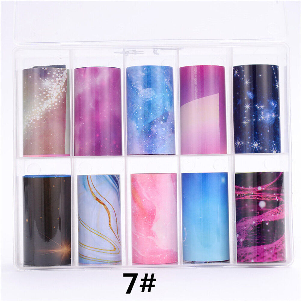 US 10 Sheets Galaxy/Marble/Flower Nail Decal Nail Art Transfer Sticker Decor