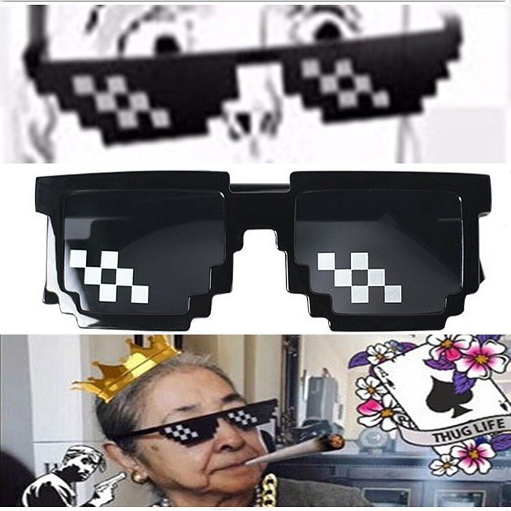 Thug Life Glasses Deal With It Sunglasses MLG Eyewear Unisex Meme Cool 8 Bit