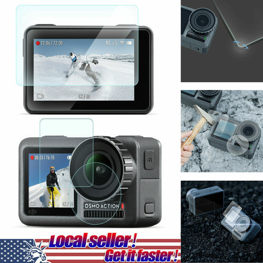 3 Pcs 9H 2.5D Tempered Glass Lens Film Screen Protector DJI OSMO Action CameraUS