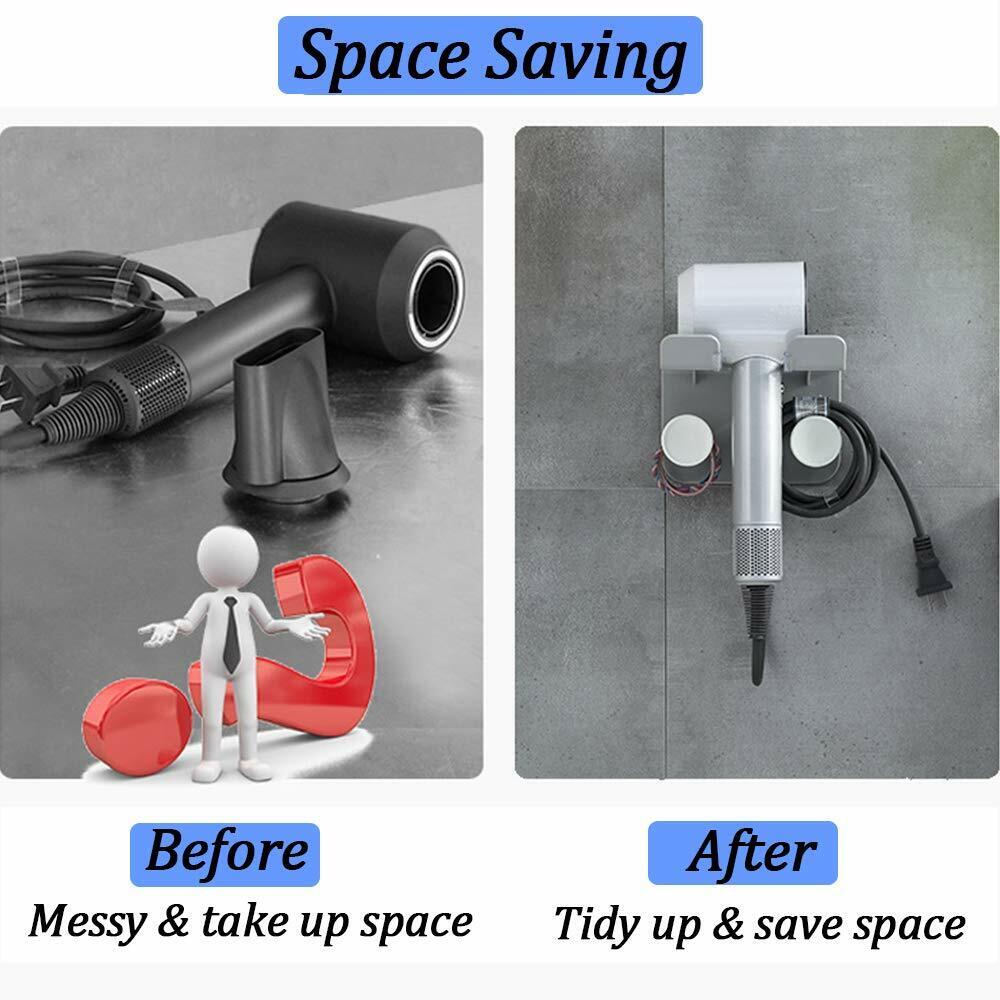 Hair Dryer Holder Self-Adhesive Hanging Rack Organizer Hook Spiral Caddy Bracket