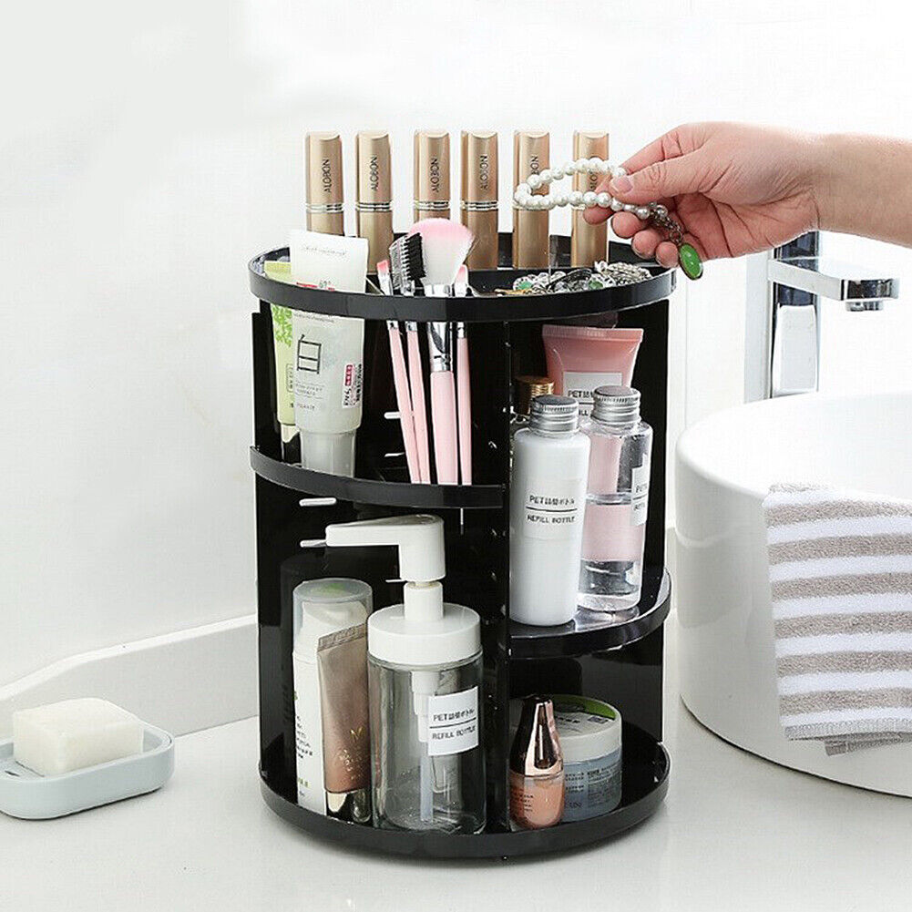 360 Degree Rotating Cosmetic Makeup Organizer Storage Box Lipstick Shelf Display