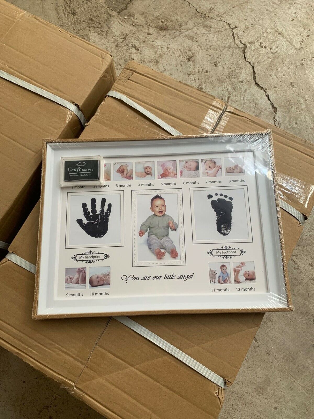 US Baby Photo Handprint Footprint Milestone Moments First Year Keepsake Frame
