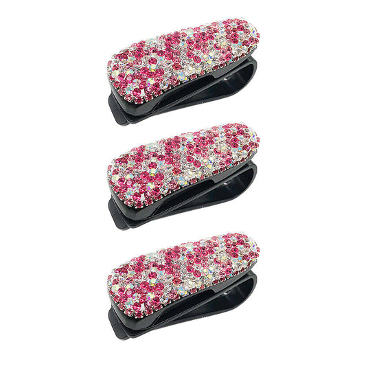 US 3 Pack Rhinestone Universal Car Glasses Sunglasses Eyeglass Visor Holder Clip