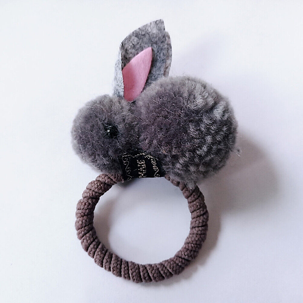 US Pompom Ball Rabbit Hair Rope Tie Ponytail Holder + Hair Clip Girl Gift Set