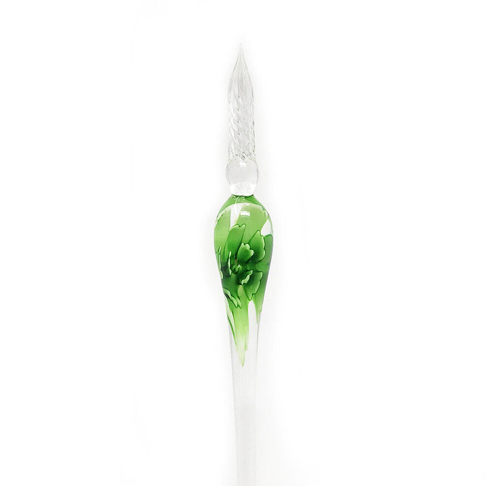 US 3D Glass Signature Pen Nib Elegant Crystal Dip Sign Pen w/ Box Gift Holiday