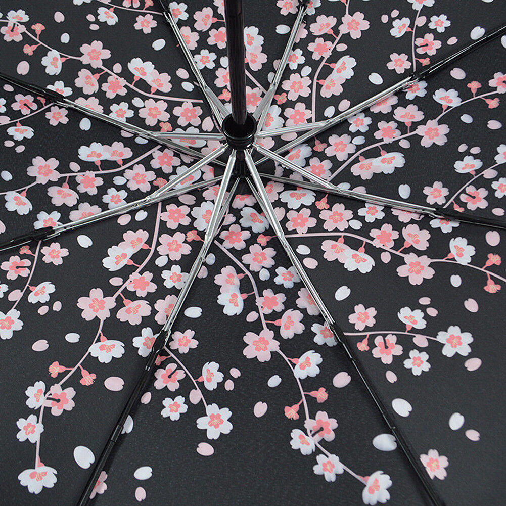 50+ Anti-UV Sun Rain Protection Windproof Flower Parasols 3 Folding Umbrella