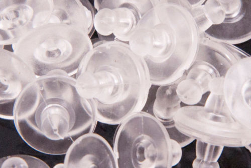 100-400 pcs 11mm Clear Silicone Pierced Earring Cushions Back Pads Disc Stoppers