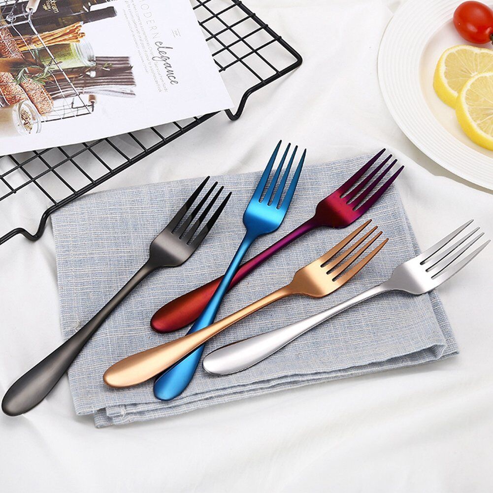 4Pcs Flatware Rainbow Dinnerware Stainless Steel Tableware Set Fork Spoon Knife