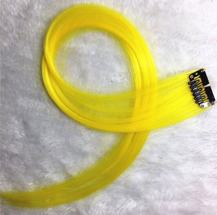21" Neon Color Clip-on Hair Extensions Rainbow Party Cosplay Anime Halloween
