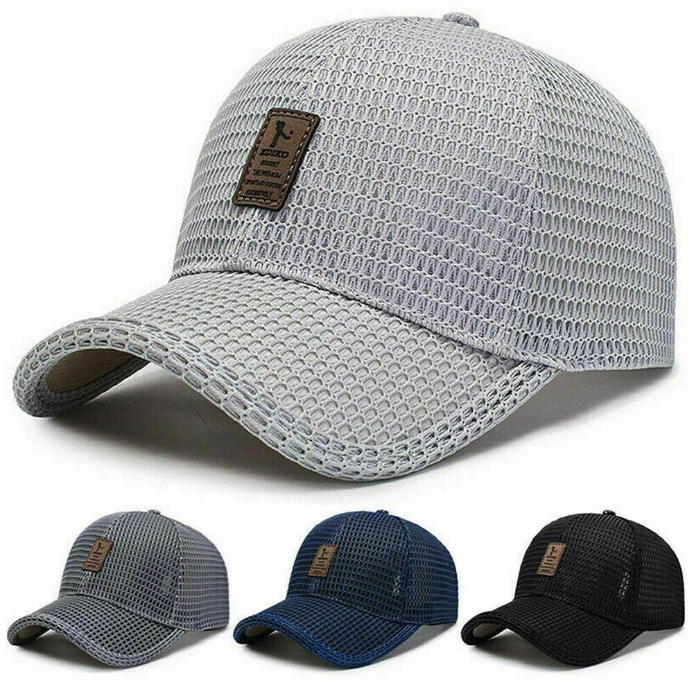 US 1-2 Pcs Men's Mesh Baseball Cap Snapback Sun Protection Breathable Sports Hat
